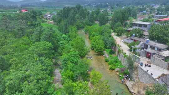 航拍山亭史山头村原始河床天然风景区