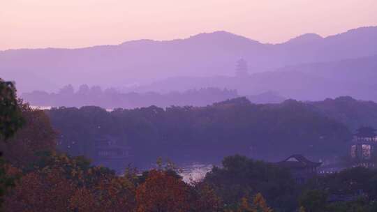 杭州西湖晨曦自然风景