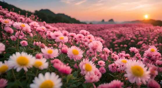 菊花特写秋菊花海花朵花丛向日葵鲜花盛开