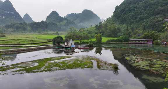 航拍广西靖西鹅泉风光