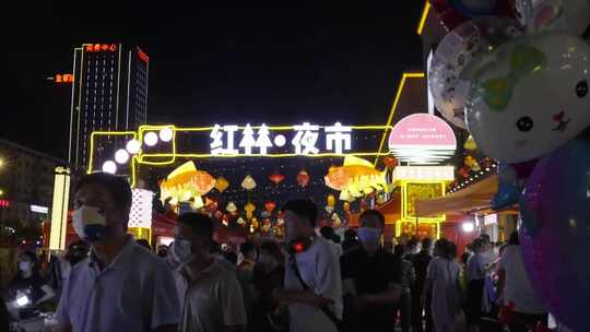 宜春市红林夜市航拍