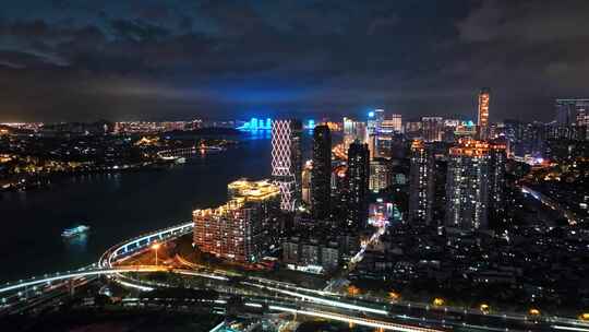 厦门鹭江道城市夜景内透航拍