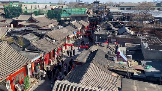 北京胡同土著民宅建筑春节游客