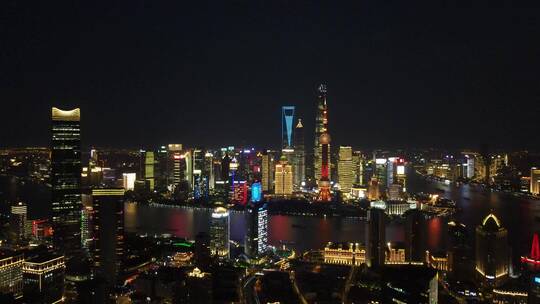 上海外滩黄浦区黄浦江东方明珠夜全景夜景4K