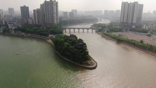 航拍湖南衡阳石鼓书院4A景区