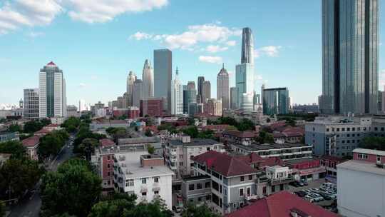 天津海河风景欧式风情街区城市建筑风光航拍