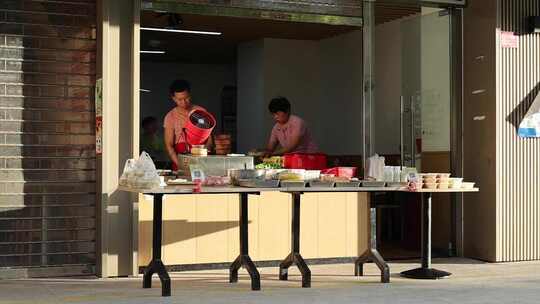 早餐 夜宵  食品 街道 行人 视频 素材