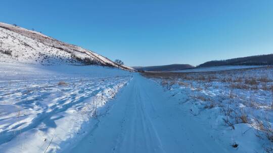 大兴安岭林区山间冰雪道路山区雪路山路