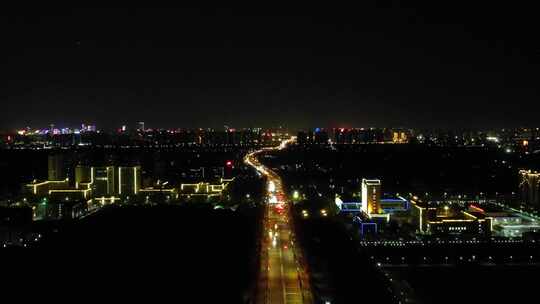 夜景 航拍 车流 夜晚 道路