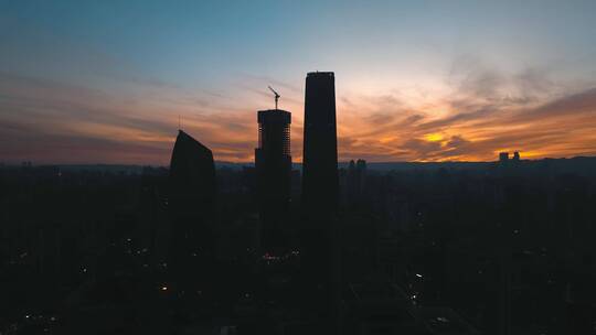 4K大气城市航拍日出日落夜景