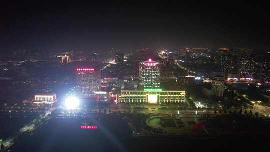 山东德州城市夜景灯光航拍