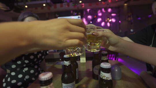 音乐餐厅里女孩们喝酒碰杯2