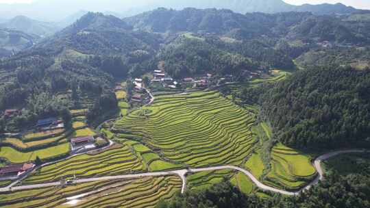 高山梯田农村航拍