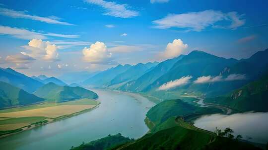 长江河流山川山脉风景