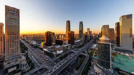 北京CBD建筑地标车流延时