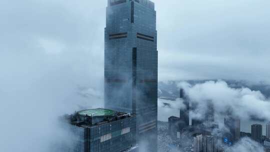 长沙城市上空云海大气视频