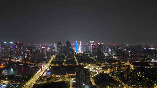 航拍四川成都天府新城成都金融城夜景