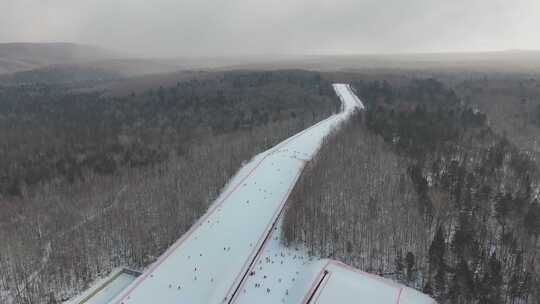 长白山红松王滑雪场航拍