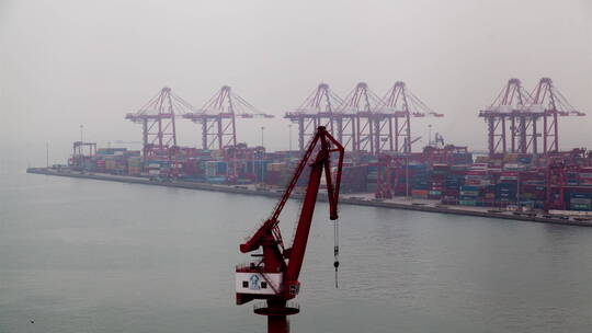 延时摄影深圳繁忙的码头