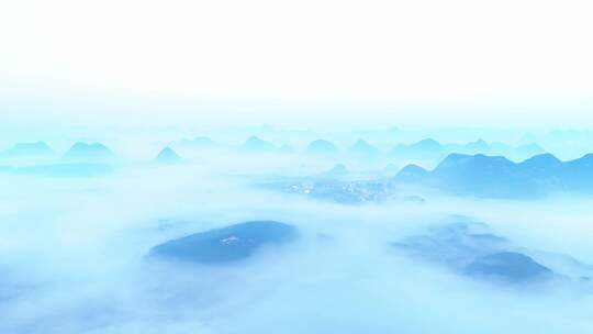 航拍贵州日出晨雾云海