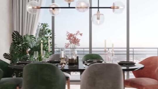 三维客厅 三维餐厅 餐桌 地产宣传片视频素材模板下载