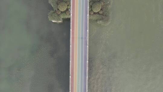 无锡贡湖湾湿地公园彩虹桥4K航拍原素材