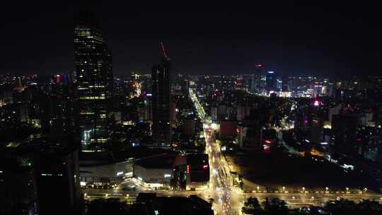 云南昆明城市交通夜景灯光航拍视频素材模板下载
