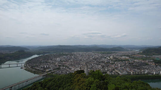 航拍四川5A级旅游景区阆中古城全景