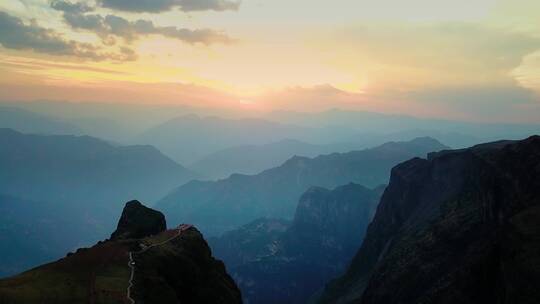 昭通大山包景区夕阳航拍视频素材模板下载