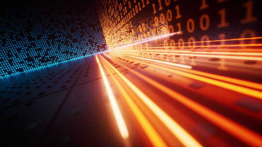 流动的发光粒子曲线与大数据三维渲染