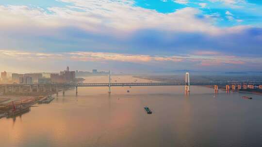芜湖长江大桥三桥航拍延时摄影视频素材模板下载