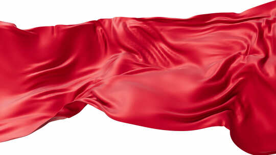 带透明通道的飘舞流动红色红旗布料3D渲染