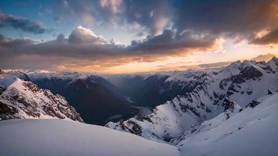 雪山壮丽全景自然风光