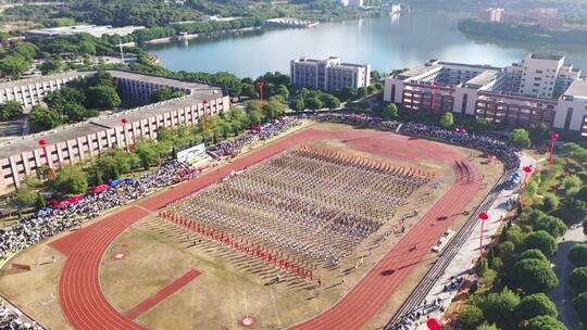 学校操场运动会航拍校运会体育活动