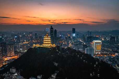 4k贵州贵阳东山寺延时魔术时间蓝调日转夜