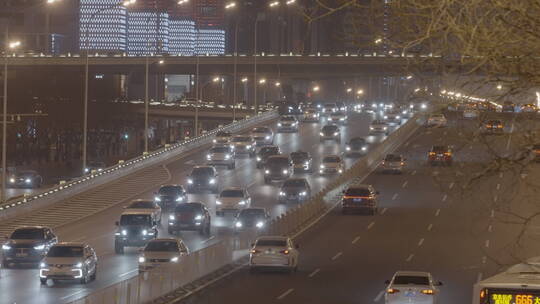 城市夜景街道  夜景车流