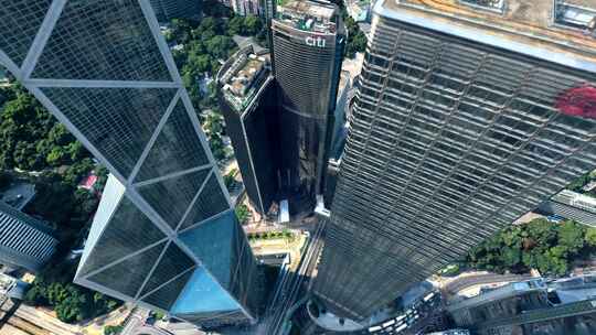 香港大楼俯冲 航拍香港 金融商务中心