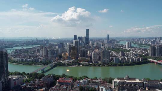 航拍广西柳州城市景观全景 4k