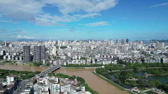 航拍汕头城市风光汕头大景