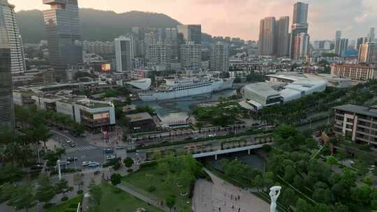 深圳市南山区前海蛇口海上世界航拍素材