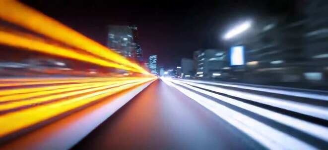 城市街道夜间车流光影素材