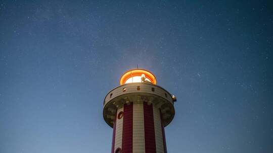 泉州自然风光夜晚灯塔星空2k延时