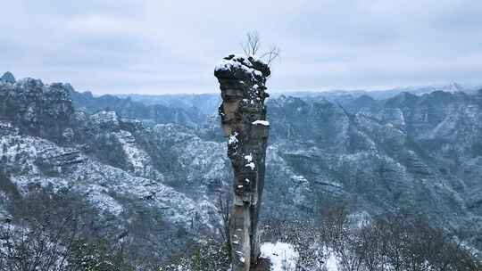 世界遗产地贵州施秉云台山大山雪景航拍