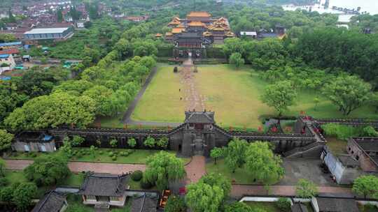 4A风景区无锡阳山桃花源景区观音殿航拍