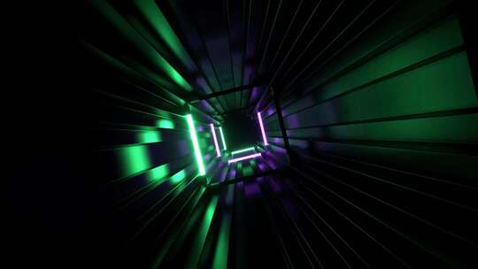 紫色和绿松石波纹霓虹灯频闪隧道背景Vj循