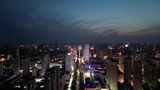 航拍安徽宿州夜景宿州国购广场苏宁广场夜景