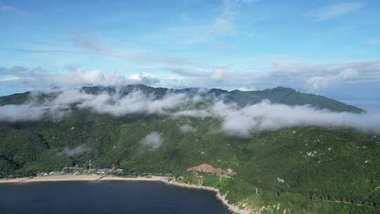 大山风车云海自然风光航拍