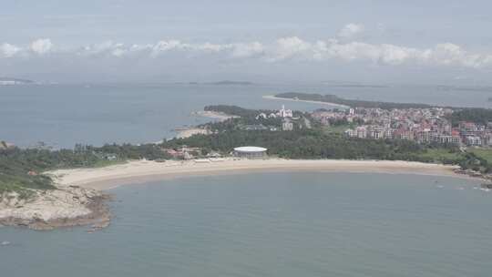 湄洲岛鹅尾神石园沙滩景区景点航拍风景