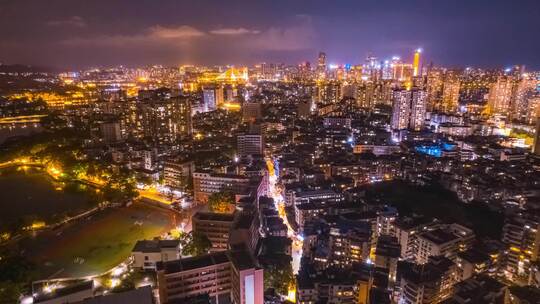 8K广东惠州城市天际线夜景灯光航拍延时