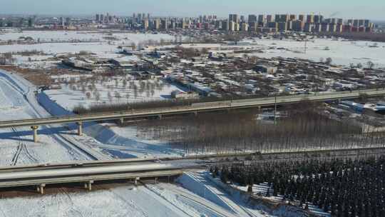 航拍雪景 唯美冬日空镜 立冬 冬至节气